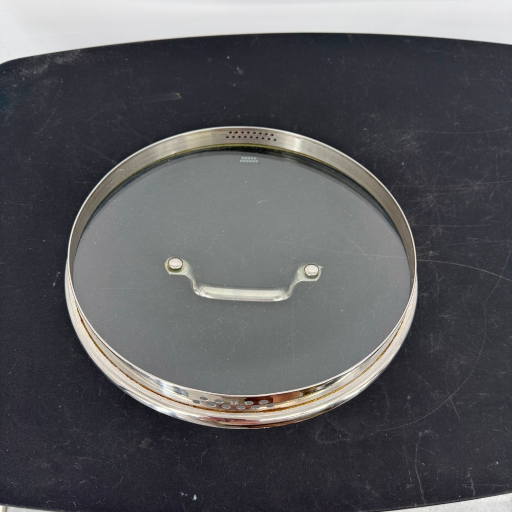 KitchenAid 9.5 Inch Tempered Glass Straining Lid with Stainless Steel Rim Handle - Picture 4 of 7